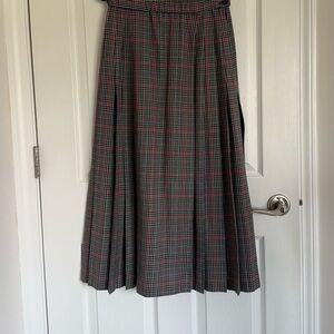 Women’s Pendleton Plaid Pleated Wool Skirt High Waist Long Blue Red Size 8P